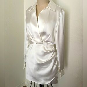 Zara Mini White Satin Dress - New with Tags Size XS